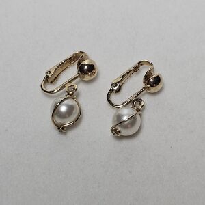 "4 for $20" Sarah Coventry Gold Clip-On Pearl Drop Earrings